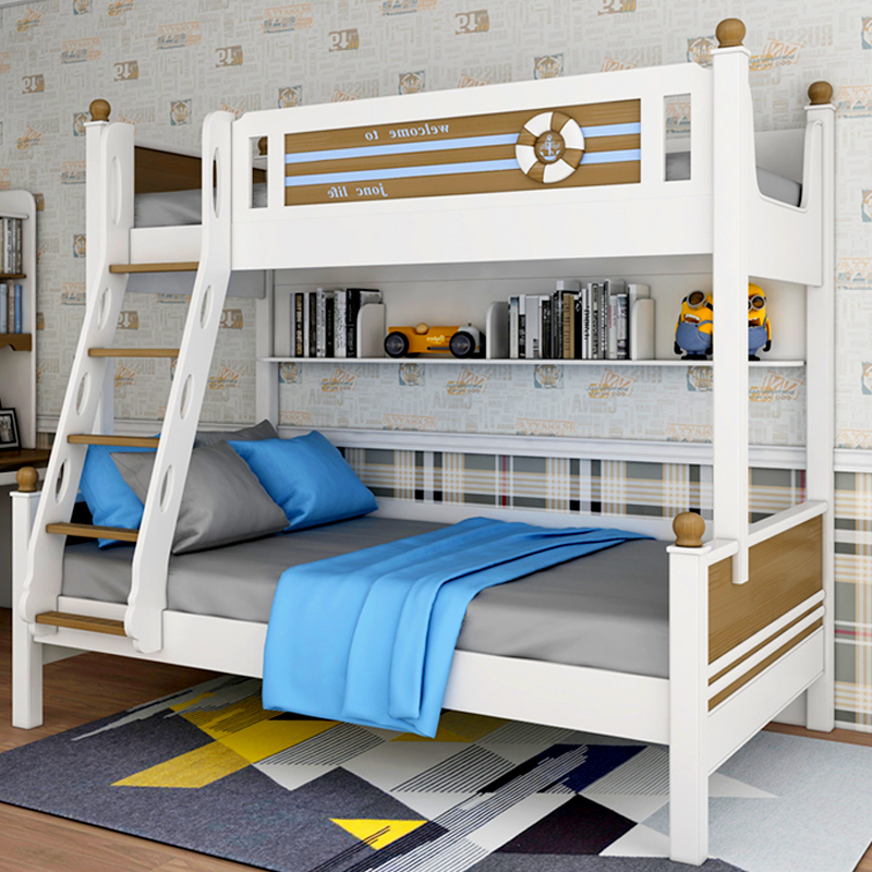 Present color life up and down bed bed children's bed double floor high and low mother and child double multi-functional navigation province space Mediterranean bed