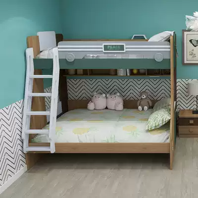 Jincai Life on and off the bed, children, mother and son, double-layer Nordic small apartment province space solid wood multifunctional youth bed