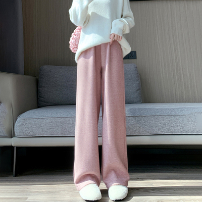 Maternity Autumn Pants for Spring and Autumn, Wide-Leg Pants for Outdoor Wear, Faux Cashmere, Casual Drapey Straight-Leg Pants, 2023 New Style — 5