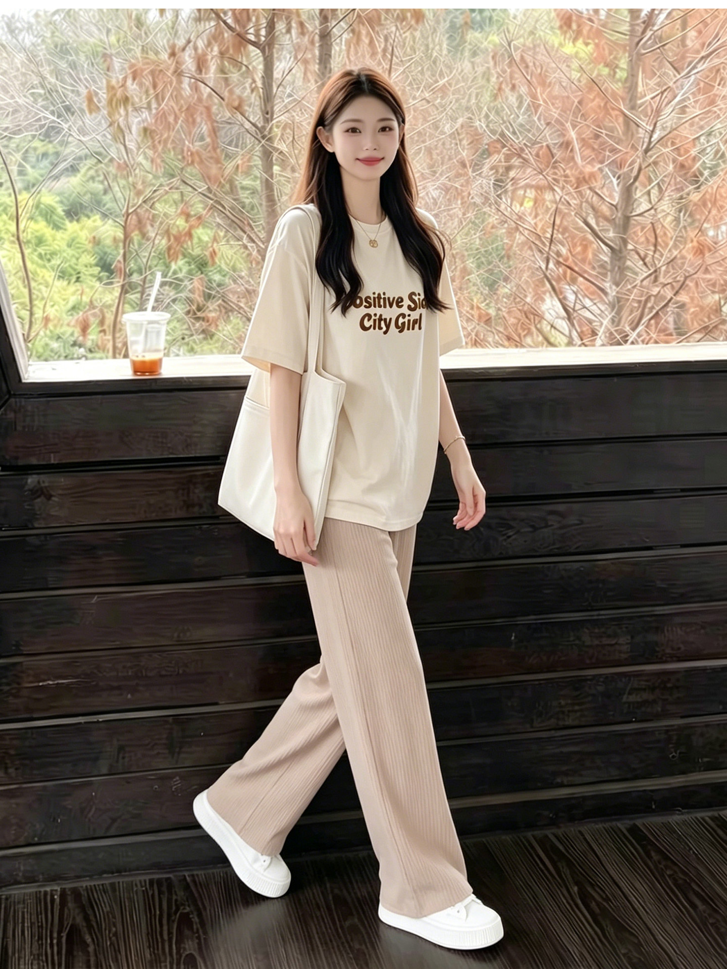 孕妇短袖t恤套装夏季薄款松弛感通勤产检休闲孕期上衣冰丝裤穿搭 — 9
