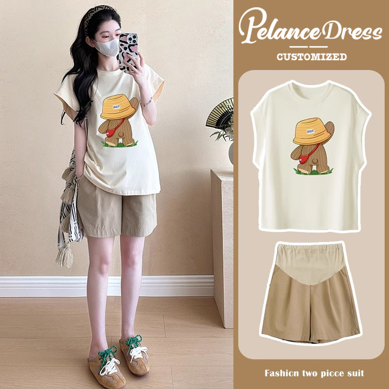 Maternity Suit Summer Petite Sleeveless Top T-Shirt Thin Lazy Casual Shorts Two-Piece Set 2026 New Style