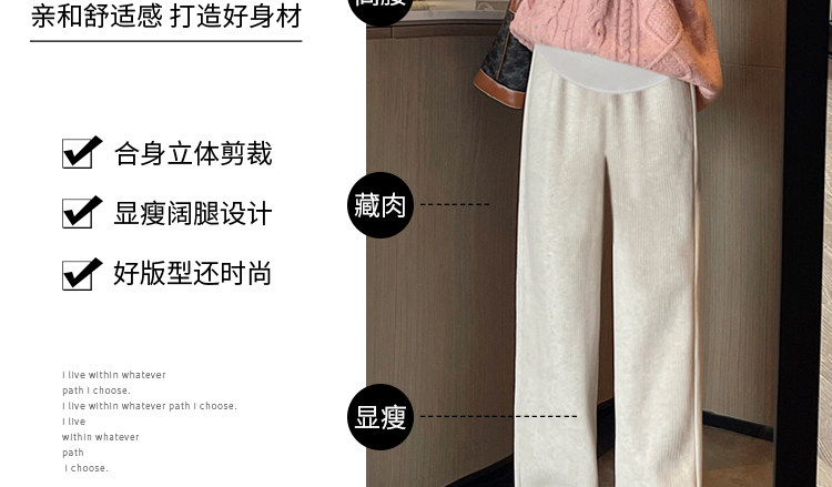孕妇秋装裤子春秋季外穿阔腿裤仿羊绒休闲垂感直筒糯米裤2023新款 — 16