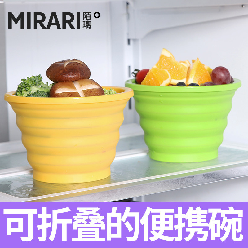 Japanese silicone Silicone Fold Bowl Travel Portable Microwave Oven Heating High Temperature Resistant Office Lunch Box With Lid