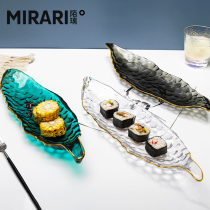 Japanese living room fruit plate creative personality modern simple Nordic style grid Red large glass crystal fruit basket