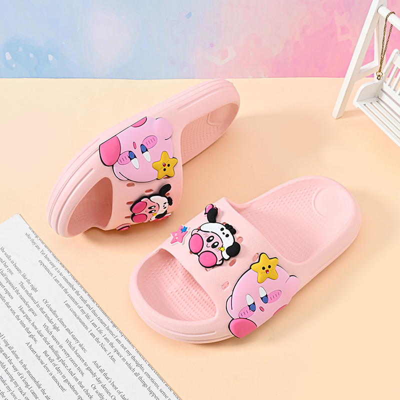 Children's Slippers for Girls, Cartoon Kirby, Cute Slippers, Home Bathing, Non-Slip, Princess, Outdoor Wear, Soft Sole, Summer