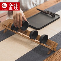 Gongfu tea cup rack Solid wood shelf Handmade cup rack Japanese bamboo rack Tea cup storage rack Household tea ceremony accessories