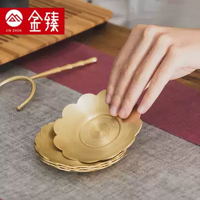 Copper kung fu tea coaster tea mat tea ceremony accessories Chinese high-grade lotus tea cup tray tea mat tea set coaster