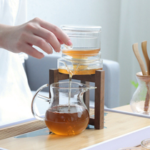 Glass lazy Kung Fu semi-automatic tea set Teacup set Household creative time lucky transparent tea brewing device