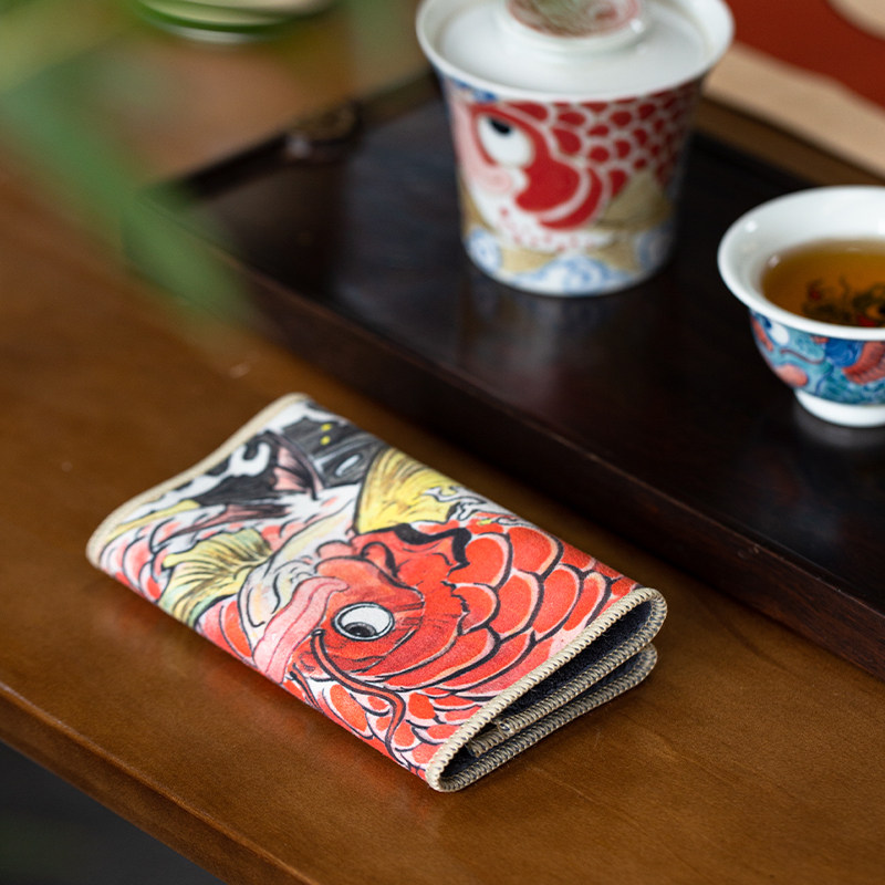 Last Ming-Jingdezhen Absorbent Tea Cloth Color Painted with Non-Thickened National Tide Portable Chinese Tea Towel Tea Road Little Towel-Taobao
