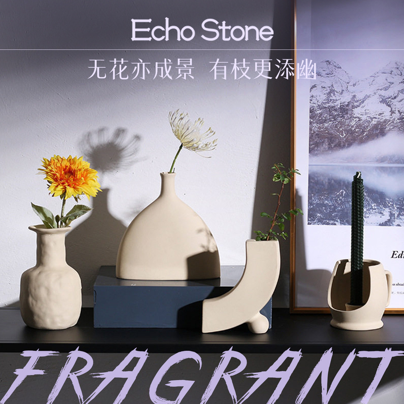 Scandinavian Plain Ceramic Vase Ornaments, Modern Simple Dry Flower Flower Arrangement Device, Home Living Room, B&B Art Decorations