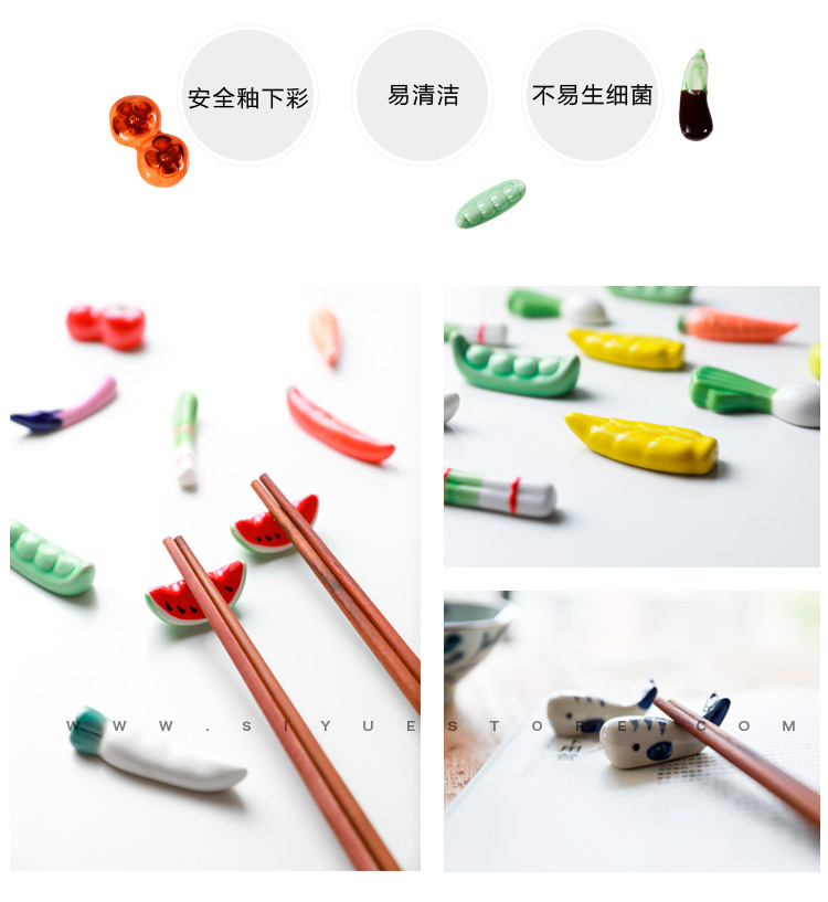 Stupid boss month of ceramic small vegetables rabbits chopsticks chopsticks rack Japanese creative panda express flowers pillow chopsticks