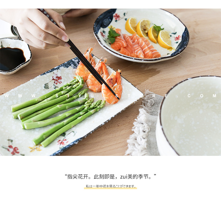 A proud boss on cold Japanese - style tableware and hand - made snowflake enamel household ceramic bowl dish plate sushi plate dishes