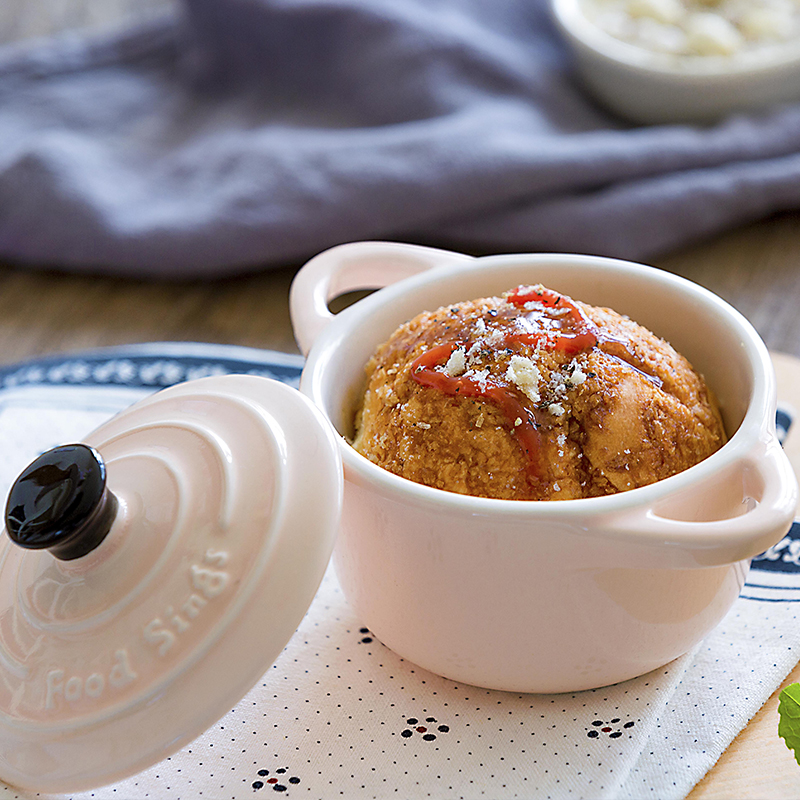 Boss it in creative lovely ears steamed egg bowl with cover ceramic bird 's nest water stew roast to use baking tools