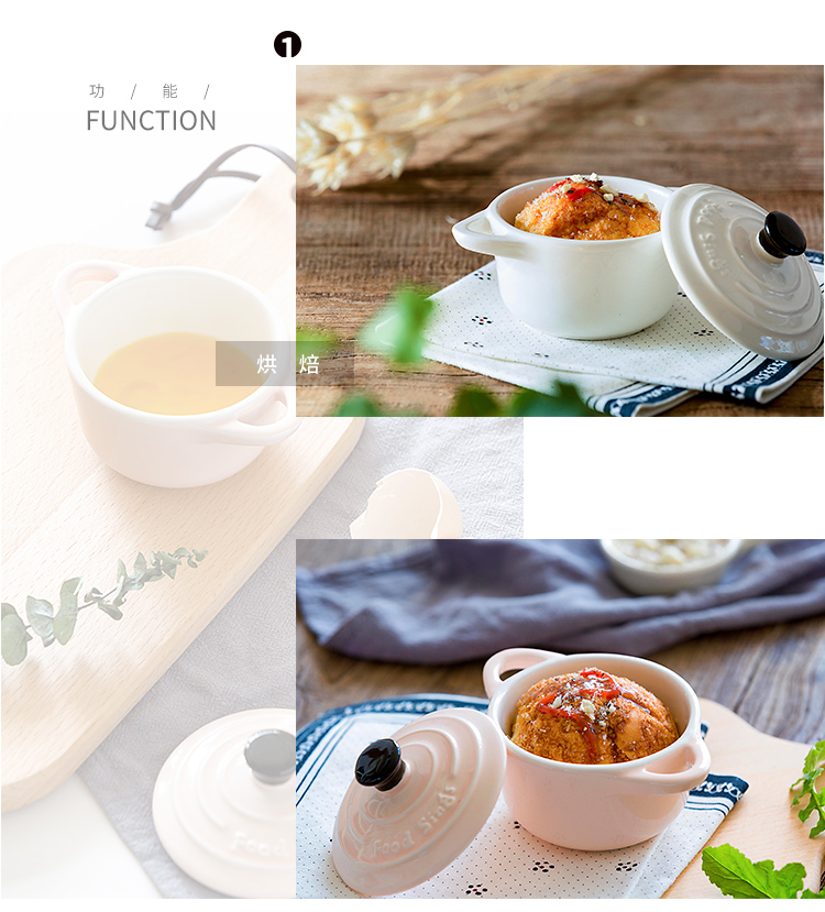 Boss it in creative lovely ears steamed egg bowl with cover ceramic bird 's nest water stew roast to use baking tools