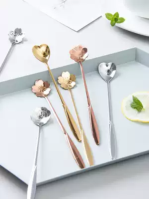 The moon flower tea creative flower stainless steel spoon household coffee mixing spoon long handle spoon dessert spoon honey spoon