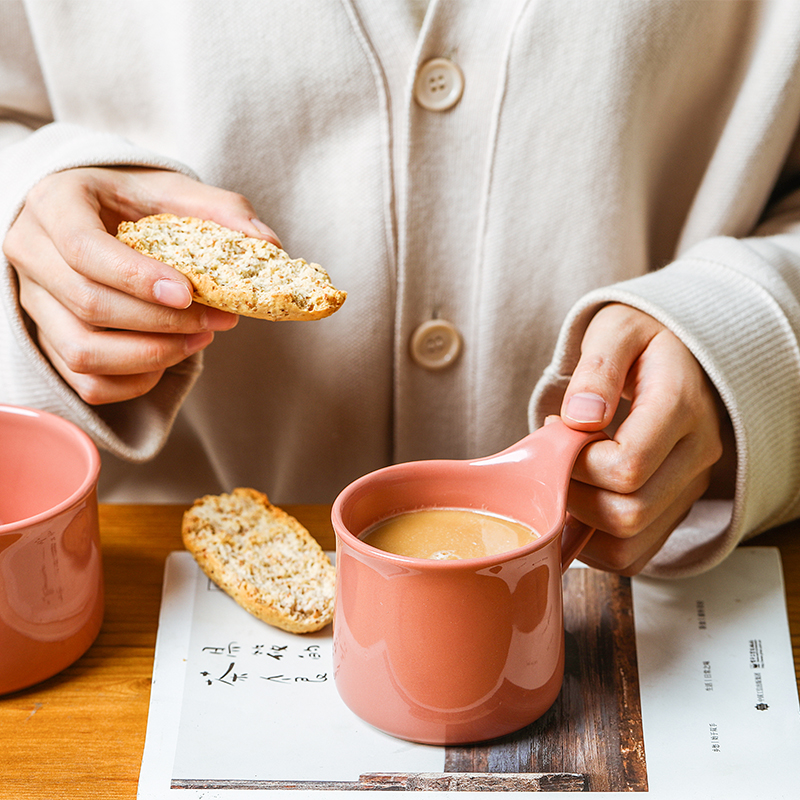 The Boss on the color words Japanese large capacity mugs creative ceramic oat milk for breakfast cup of pure color coffee cup