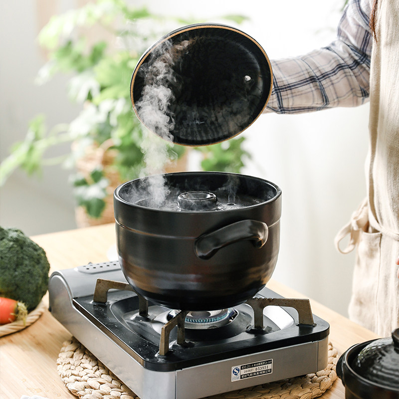 April Warm Smoke Days Style Simmering Soup Small Tile Casserole Boiler Double Lid Pottery Pan Wok Pot Ceramic Home Stew Soup Earth Pot Health Preserving Pot