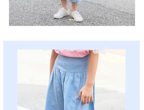 Quần ống rộng bé gái mùa hè cotton cotton rộng eo quần jeans trẻ em thời trang váy quần chín quần - Quần jean short jean bé gái