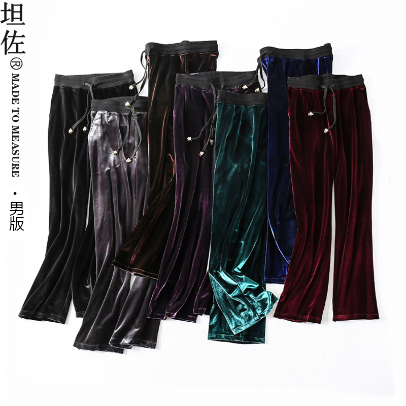 Tanzo 25Th Anniversary Autumn/Winter Men's and Women's Casual Imported Velvet Elastic High-Waisted Loose Straight Wide-Leg Pants