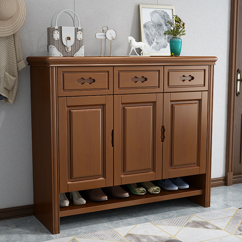 Chinese style solid wood porch cabinet multifunctional storage cabinet living room partition cabinet door hall cabinet large capacity wooden storage cabinet - Taobao