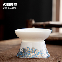 Long-made Good Shepherd Grease Jade Porcelain Tea Leakage Tea Strainer Tea Seppe White Porcelain Enamel Color Home Tea Barrier Country Tide Breeze