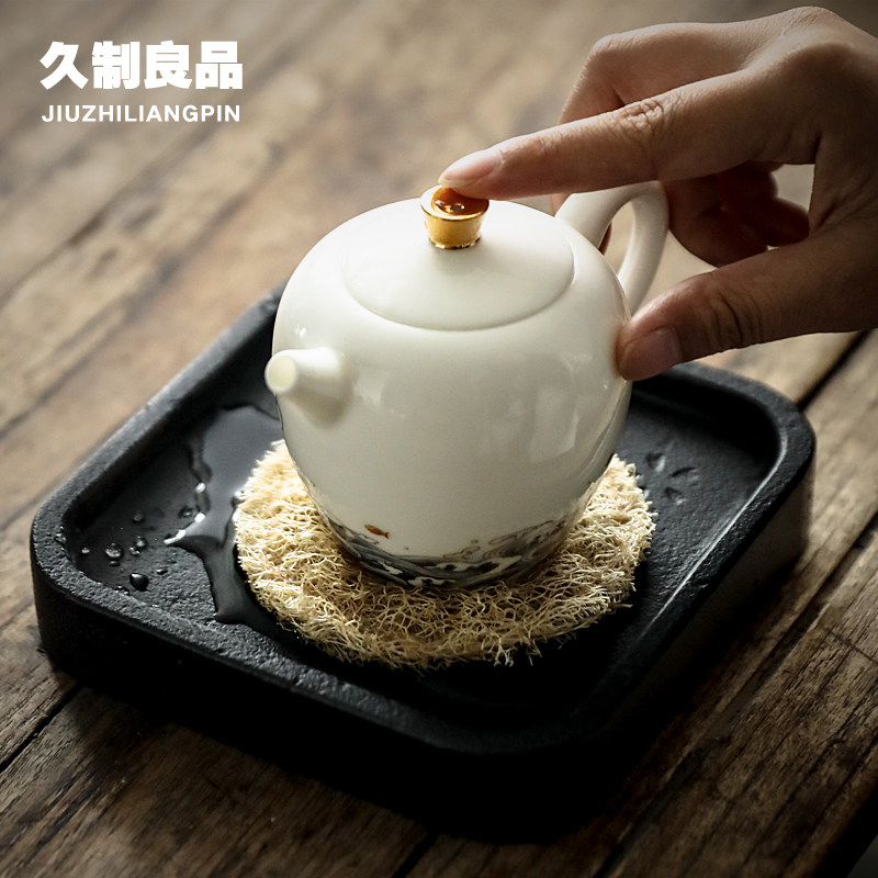 Long-made good black gold stone pot bearing black retro saucer Zen teapot base pot pad dry bubble tea tray