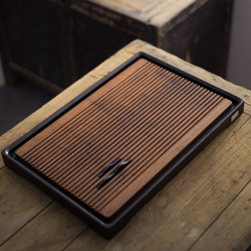 Long-made Good taster Heavy Bamboo Tea Terrace Utilitarian Tea Tray Tepan Tea Tray Rectangular Tea Nursery Day Style Retro