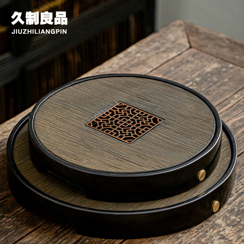 Urkin Stone Tea Tray Day Style Round Small Tea Desk Brief Household Dry Foam Pan Water Storage Tea Nursery Meditation Stone Tea Sea
