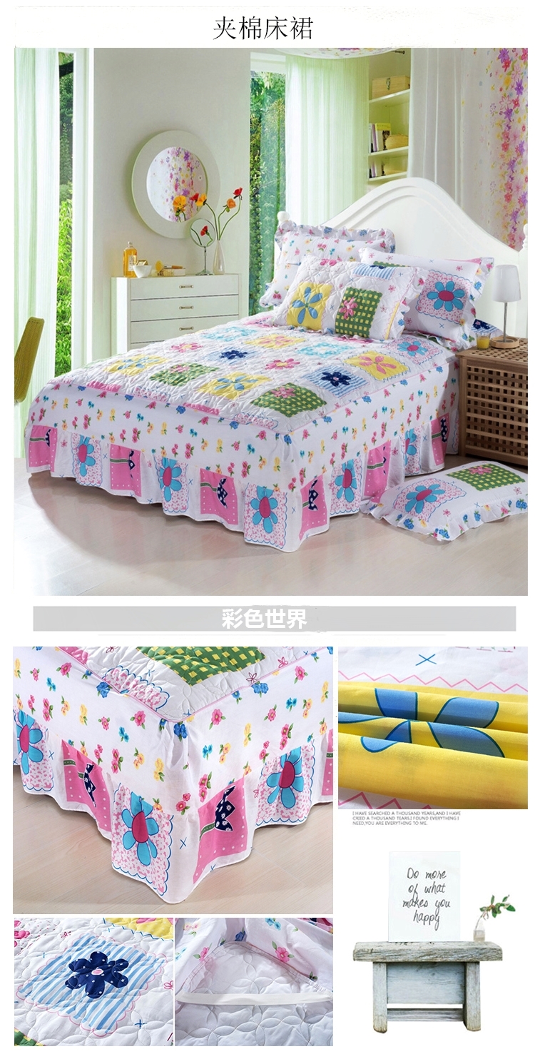Khăn trải giường màu hồng trải giường đơn mảnh cotton dày bông trải giường 1.5m1.8 Cotton và vải lanh Hàn Quốc - Váy Petti váy giường khách sạn