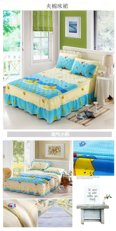 Khăn trải giường màu hồng trải giường đơn mảnh cotton dày bông trải giường 1.5m1.8 Cotton và vải lanh Hàn Quốc - Váy Petti