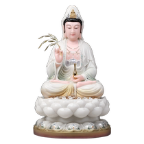 Junlanzhai white marble stone carving Guanyin Bodhisattva home decoration dedicated to the home living room Buddha statue ornaments