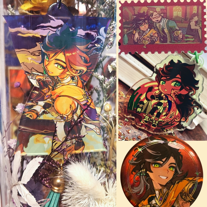 [in Stock] [Niep] Saiso Stickers Acrylic Keychain Genshin Impact Fan Art Barji