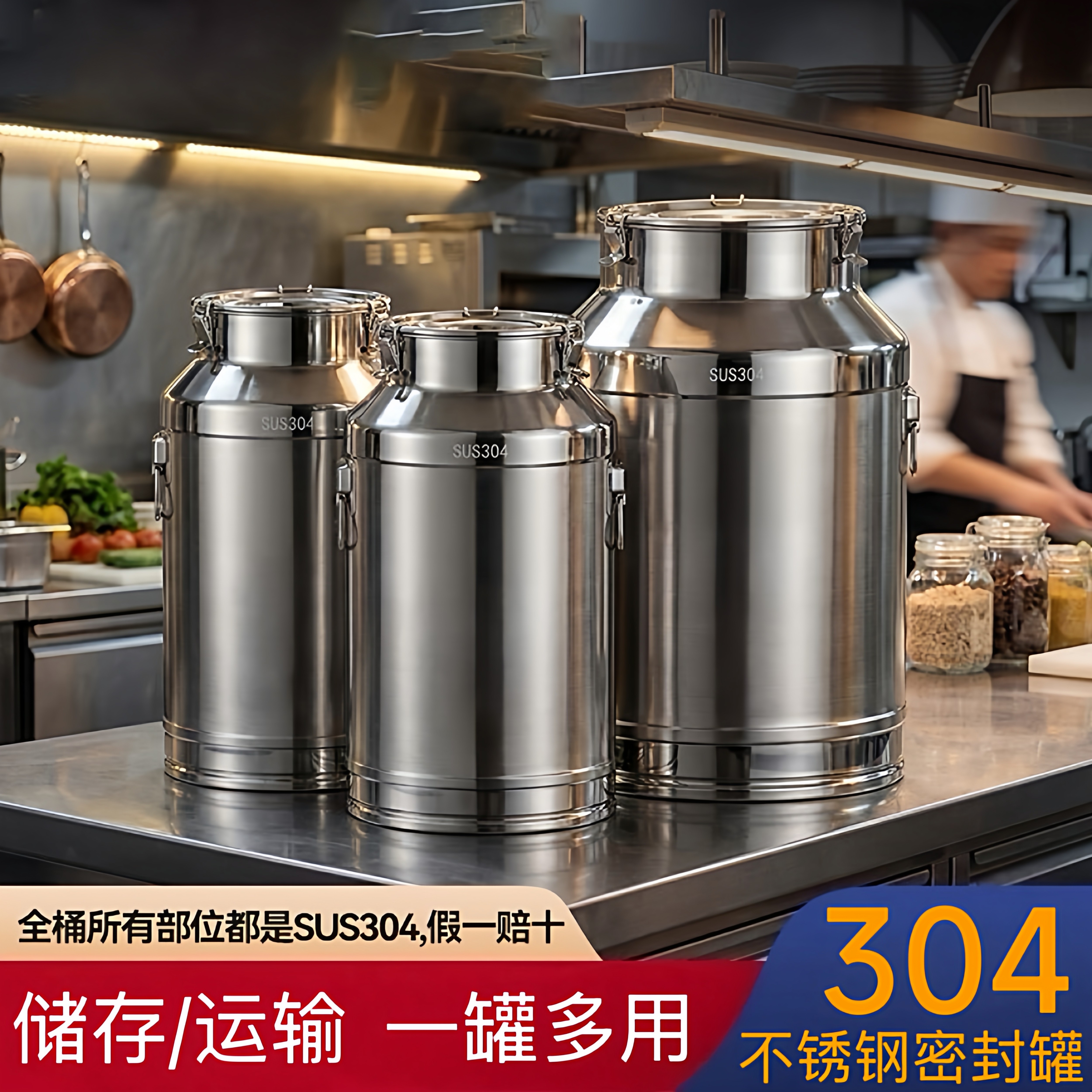 極厚304ステンレス鋼製密閉容器、大容量オイルドラム、米桶、ワイン醸造用桶、乾燥みかん皮保存容器、茶筒、食品グレード。