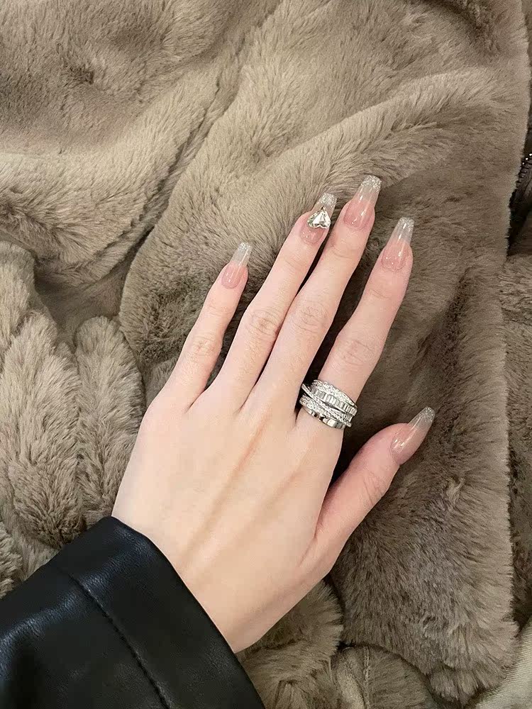 adjustable silver zircon ring for women – retro elegant index finger ring