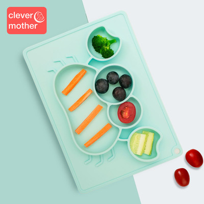 聪明妈咪儿童硅胶餐盘一体式餐具