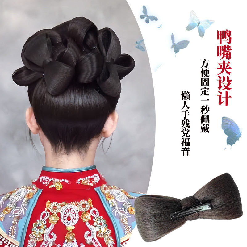 汉服新娘必备神器！假发蝴蝶结发包秀禾盘发造型，美翻全场！
