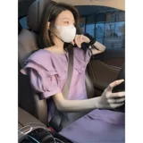 Ретро небольшая дизайнерская кукла, сиреневое летнее платье, французский стиль, яркий броский стиль, кукольный воротник