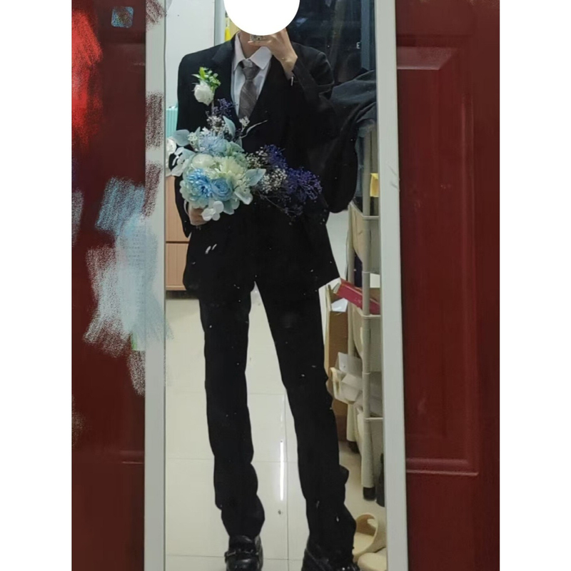 Black Cosplay Men's Suit Jacket, Extended Suit Pants, Padded Shoulder Suit, Recommended for Lu Chen and Xiao Yi Wedding Attire