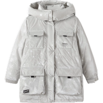 (Mall the same section) Balabala girls down clothes Winter Lianhood 23 new children Dress Grand Tong Thickened Jacket