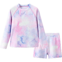 Balabala childrens swimsuit set girls swimsuit medium and large childrens split swimsuit teenagers sun protection and dizzying trend
