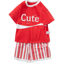 (Same style in the mall) Balabala boys short-sleeved suit baby children summer clothes childrens clothes cute
