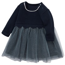 Balabala girl dress baby princess dress childrens skirt baby long-sleeved gauze skirt autumn and winter sweet dress