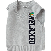 Balabala childrens clothing boys vests fashion autumn V-neck pullover trendy college style vest childrens tops