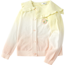 (Same style in the mall) Balabala Girls Sweater Childrens Cardigan 2024 Autumn New Navy Collar Sweater