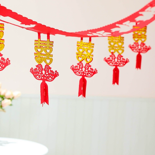 花房喜事 Свадебные свадебные товары спальня тянет цветок свадебный дом украшения новая комната для дома счастливые слова тянуть цветочные пакет