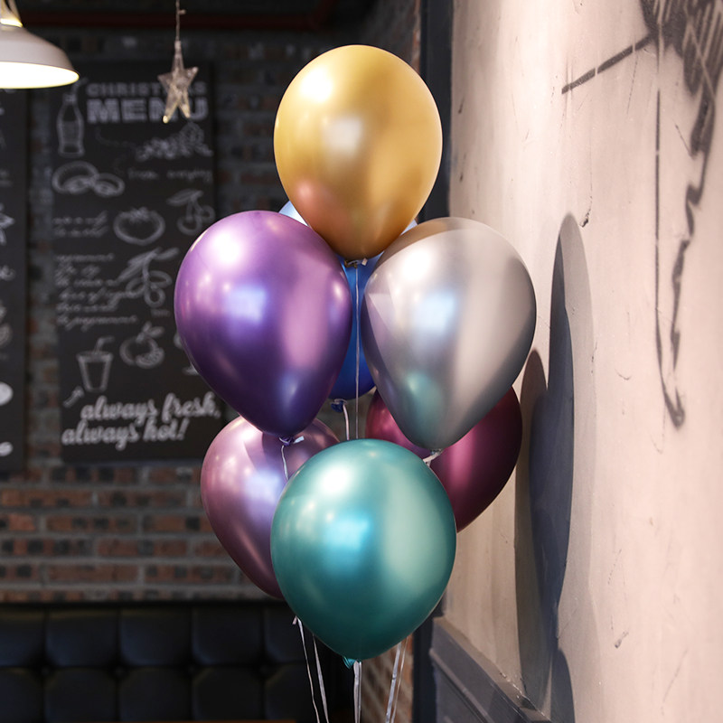 Children's birthday wedding venue scene is decorated with bar party decorated with thickened metal balloons
