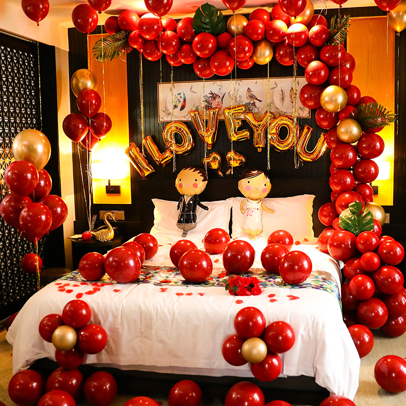 Wedding room decoration suit Women's wedding new house balloon decoration creative romantic bedroom wedding wedding supplies Daquan