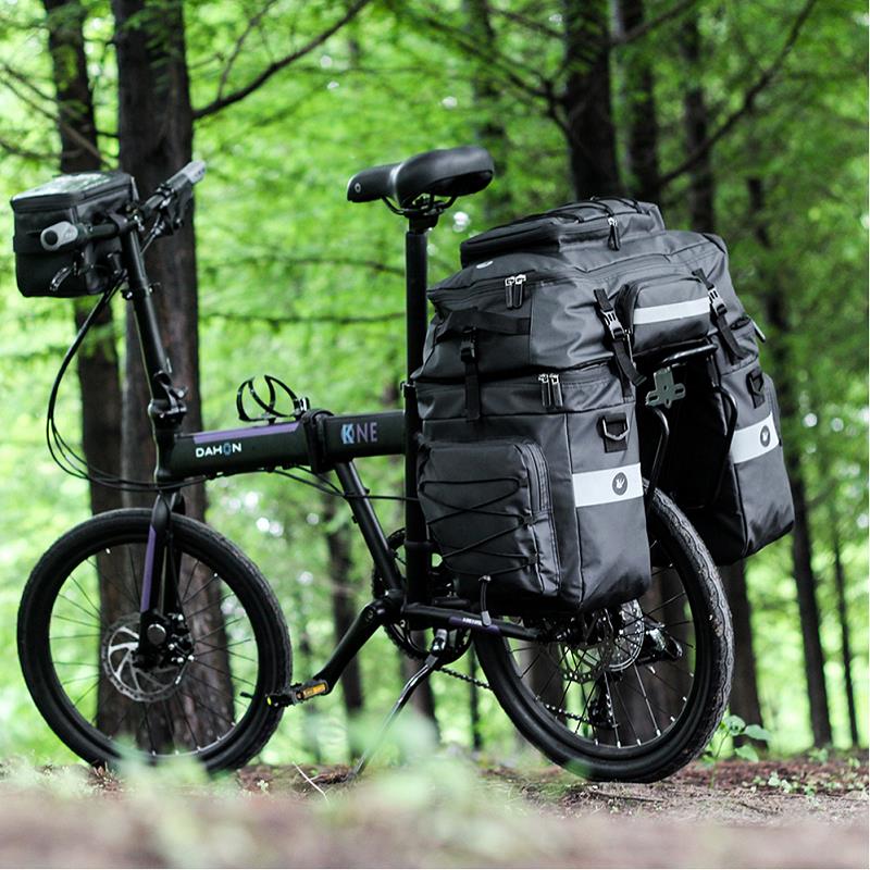 Rhino station wagon Mountain bike bicycle bag large capacity long-distance travel three-in-one 75 liters shelf bag waterproof