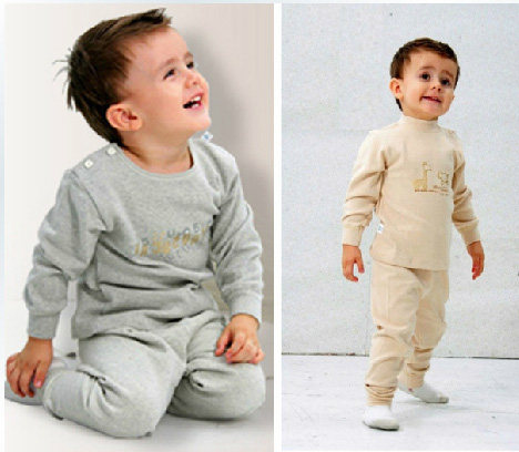 Small material colored cotton baby thermal underwear baby autumn clothes long johns set children's organic cotton cotton sweater set