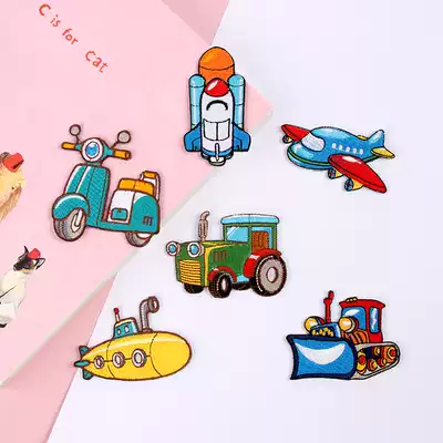 Car aircraft rocket cloth stickers Embroidery creative fashion clothes wild repair program hole decoration stickers Free ironing self-adhesive